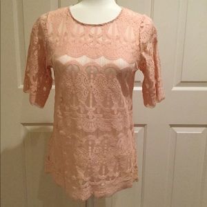 BCBGeneration Pink Lace Top NWT